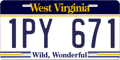 WV license plate 1PY671