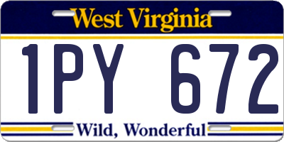 WV license plate 1PY672