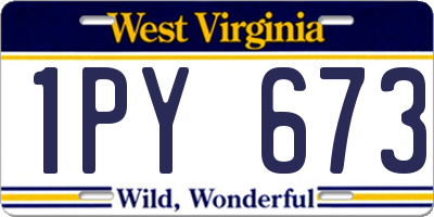 WV license plate 1PY673