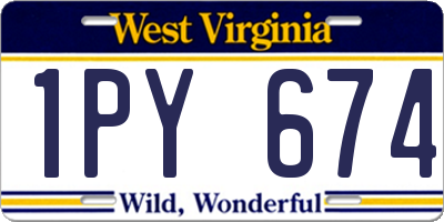 WV license plate 1PY674