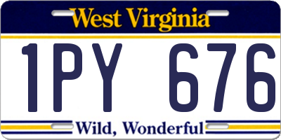 WV license plate 1PY676