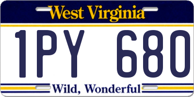 WV license plate 1PY680