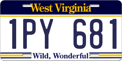 WV license plate 1PY681