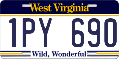 WV license plate 1PY690