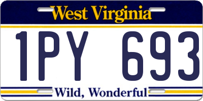 WV license plate 1PY693