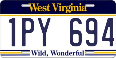 WV license plate 1PY694
