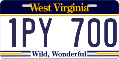 WV license plate 1PY700