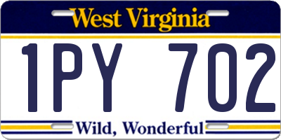 WV license plate 1PY702