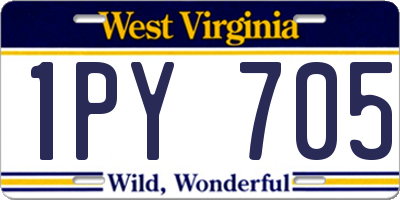 WV license plate 1PY705