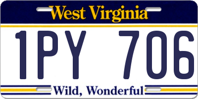 WV license plate 1PY706