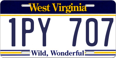 WV license plate 1PY707