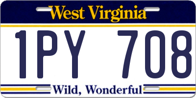 WV license plate 1PY708