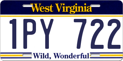 WV license plate 1PY722