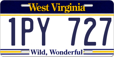 WV license plate 1PY727