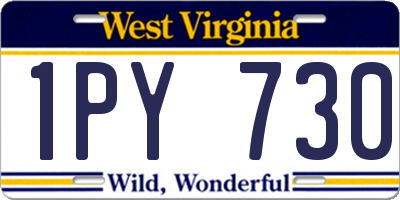 WV license plate 1PY730