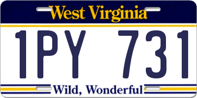 WV license plate 1PY731