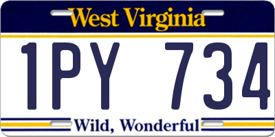 WV license plate 1PY734