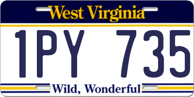 WV license plate 1PY735