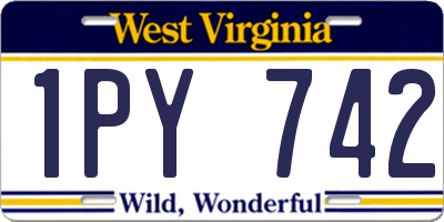 WV license plate 1PY742