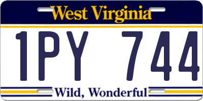WV license plate 1PY744