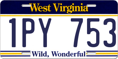 WV license plate 1PY753