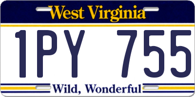 WV license plate 1PY755