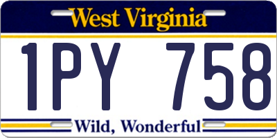 WV license plate 1PY758