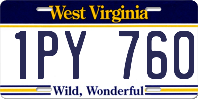 WV license plate 1PY760