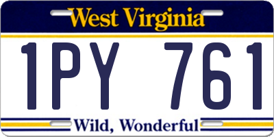 WV license plate 1PY761