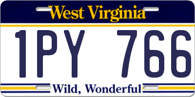 WV license plate 1PY766