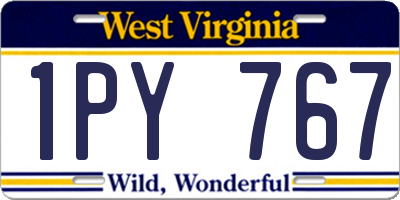 WV license plate 1PY767