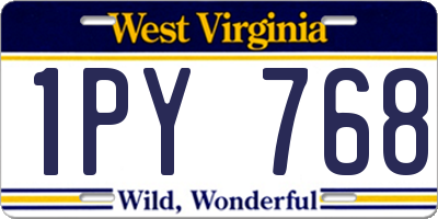 WV license plate 1PY768