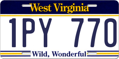 WV license plate 1PY770