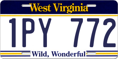 WV license plate 1PY772