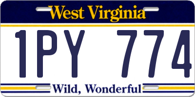 WV license plate 1PY774