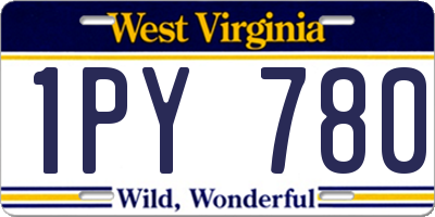 WV license plate 1PY780