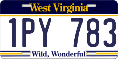 WV license plate 1PY783