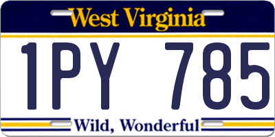 WV license plate 1PY785