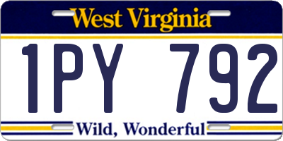 WV license plate 1PY792