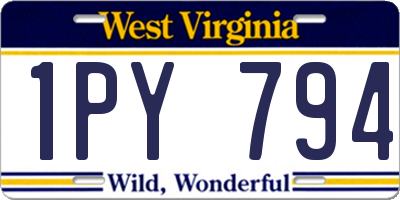 WV license plate 1PY794