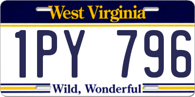 WV license plate 1PY796