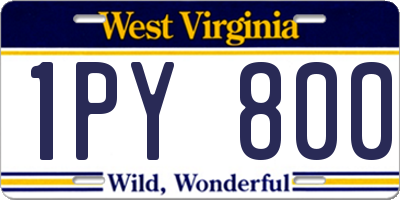 WV license plate 1PY800