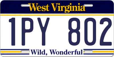 WV license plate 1PY802