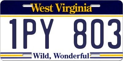 WV license plate 1PY803