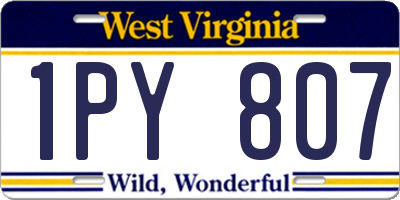 WV license plate 1PY807