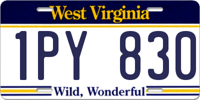 WV license plate 1PY830
