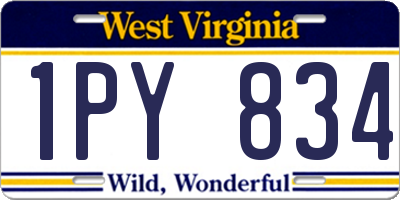 WV license plate 1PY834