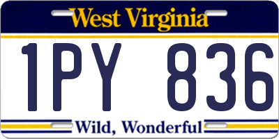 WV license plate 1PY836