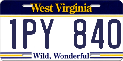WV license plate 1PY840