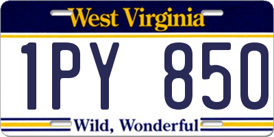 WV license plate 1PY850